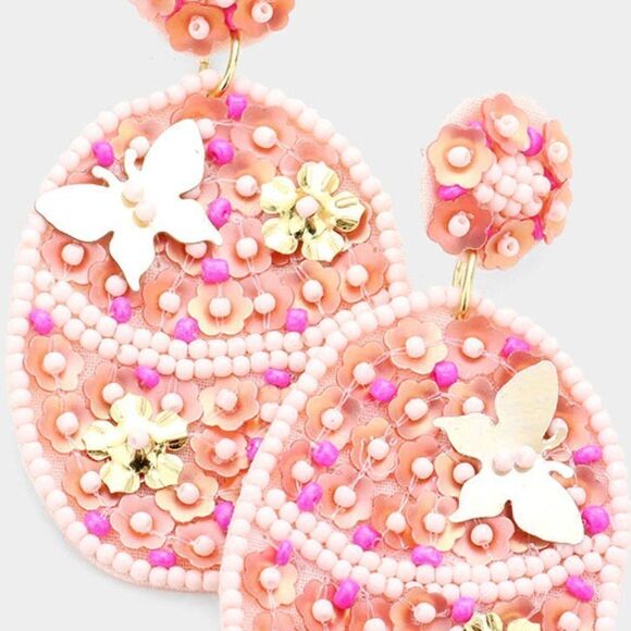 Flower Butterfly Accented Dangle Earrings - Picture 2 of 3